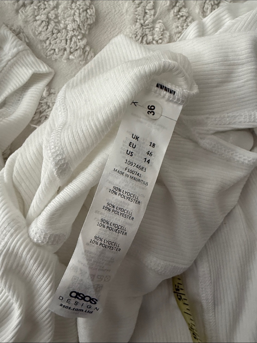 ASOS White Ribbed-Like Relaxed Tunic Tee - Picture 7 of 7